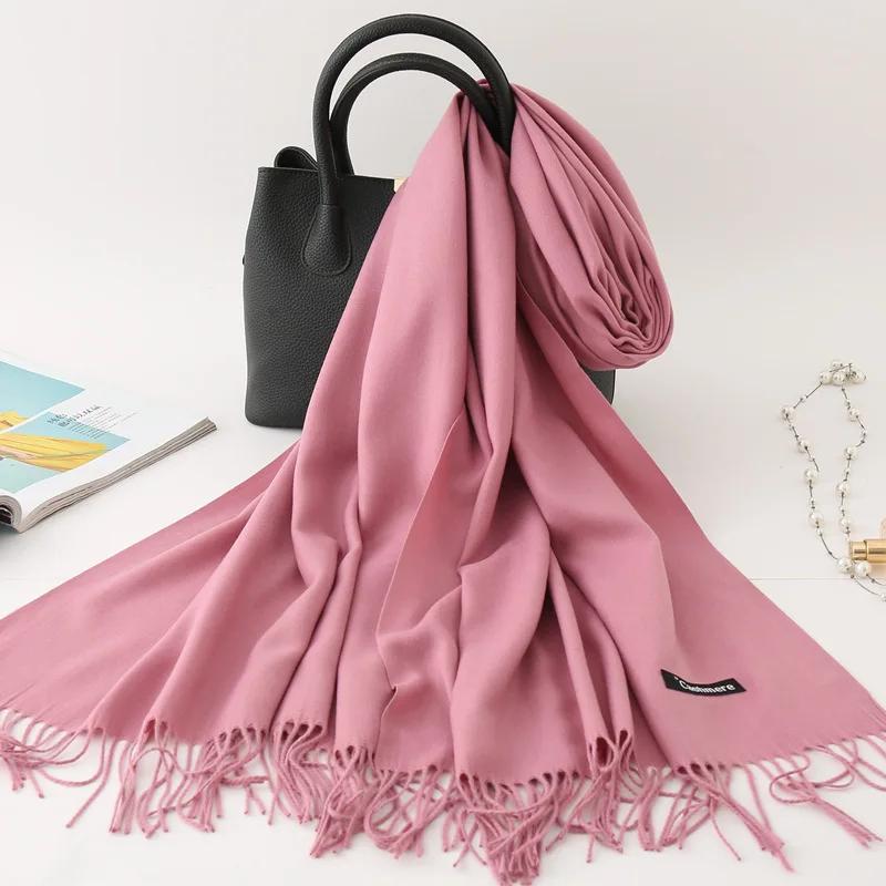 Autumn Winter Solid Imitation Cashmere Scarf for Men Women Tassel Intensification Warm Shawl Fashion Necklaces Wrap Long Scarves