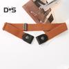 Canvas Lazy Belt Elastic Rubber Band Visible Snap Button Adjustable Slide Buckle Waistband Jeans Pants Accessories