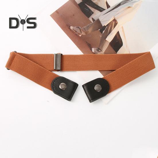 Canvas Lazy Belt Elastic Rubber Band Visible Snap Button Adjustable Slide Buckle Waistband Jeans Pants Accessories