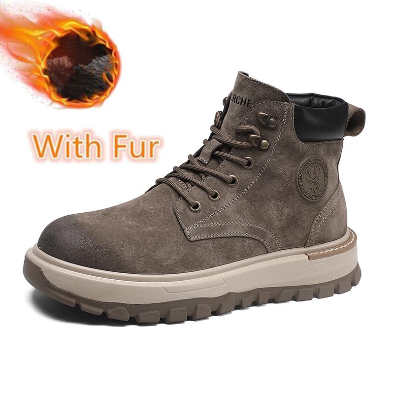 

Fashion Fashion Men s High Top Leather Shoes Lace-Up Motorcycle Ankle Boots for Men Warm Winter Boots Comfy Leisure Walk Male Snow Botas 37