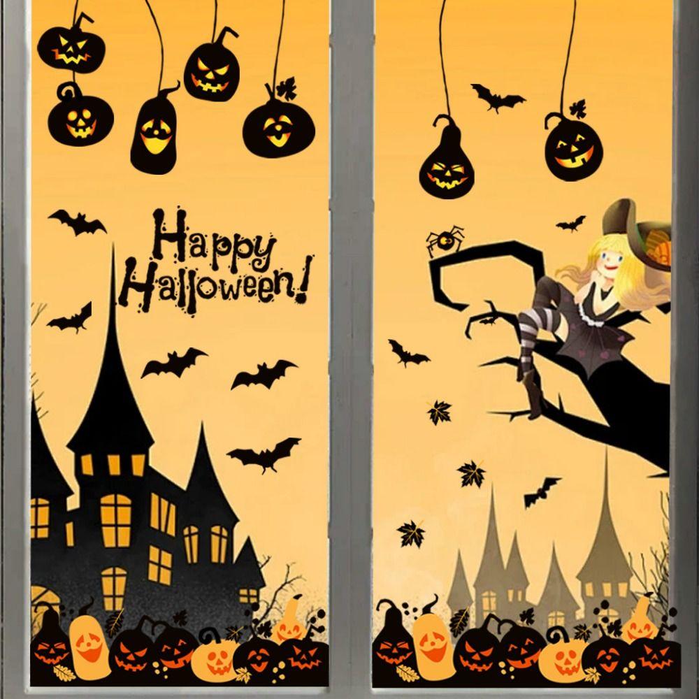 4Pcs/set DIY Halloween Pumpkin Stickers Self-adhesive Halloween Wall Sticker  Halloween