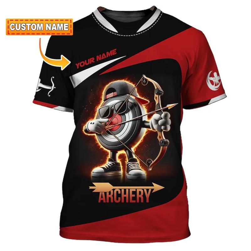 

Fashion Personality Archery T-shirt Unisex Customizable Name Short Sleeve T Shirt Archery Custom Name DIY Sport Short Sleeve Top 4XL