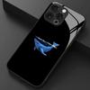 Whale Shadow Pattern Tempered Glass Phone Case Suitable for iPhone 17 16 15 14 13 12 11 Pro/Max/Plus Anti Drop and Anti Shock