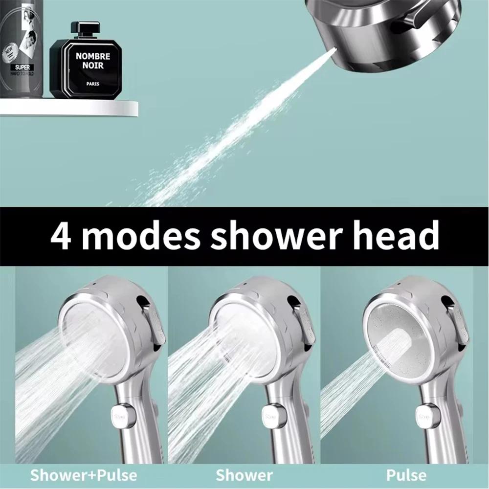 High Pressure Handheld Bathroom Shower Head Water Saving Showerhead Pressurized Adjustable Spray LED Digital Temperature Display