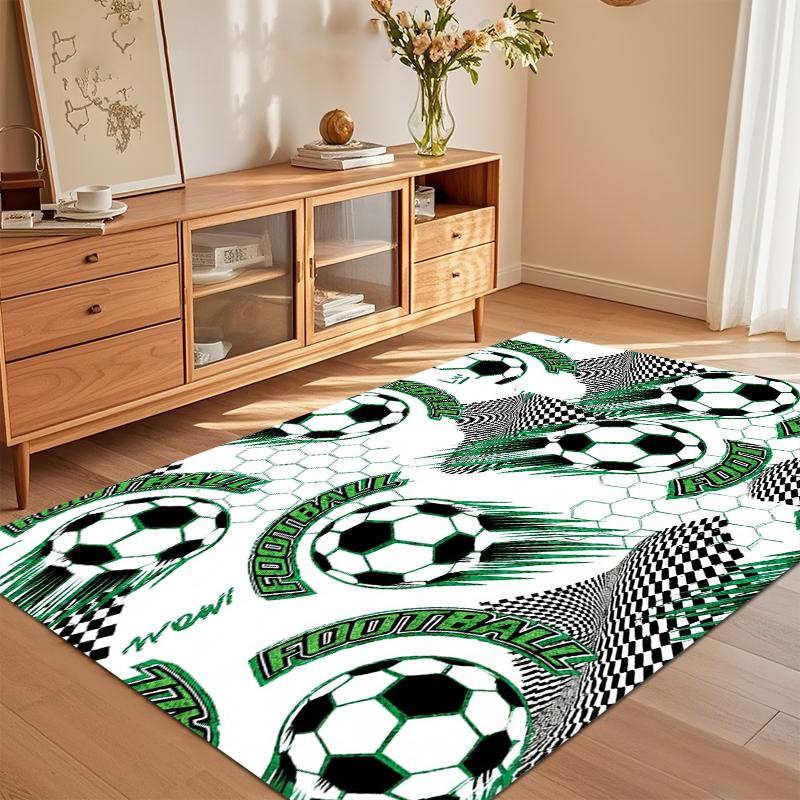 Soccer Football Area Rug Non Slip Washable Mat for Living Room Game Room Soccer Lover Gift Sporty Home Decor