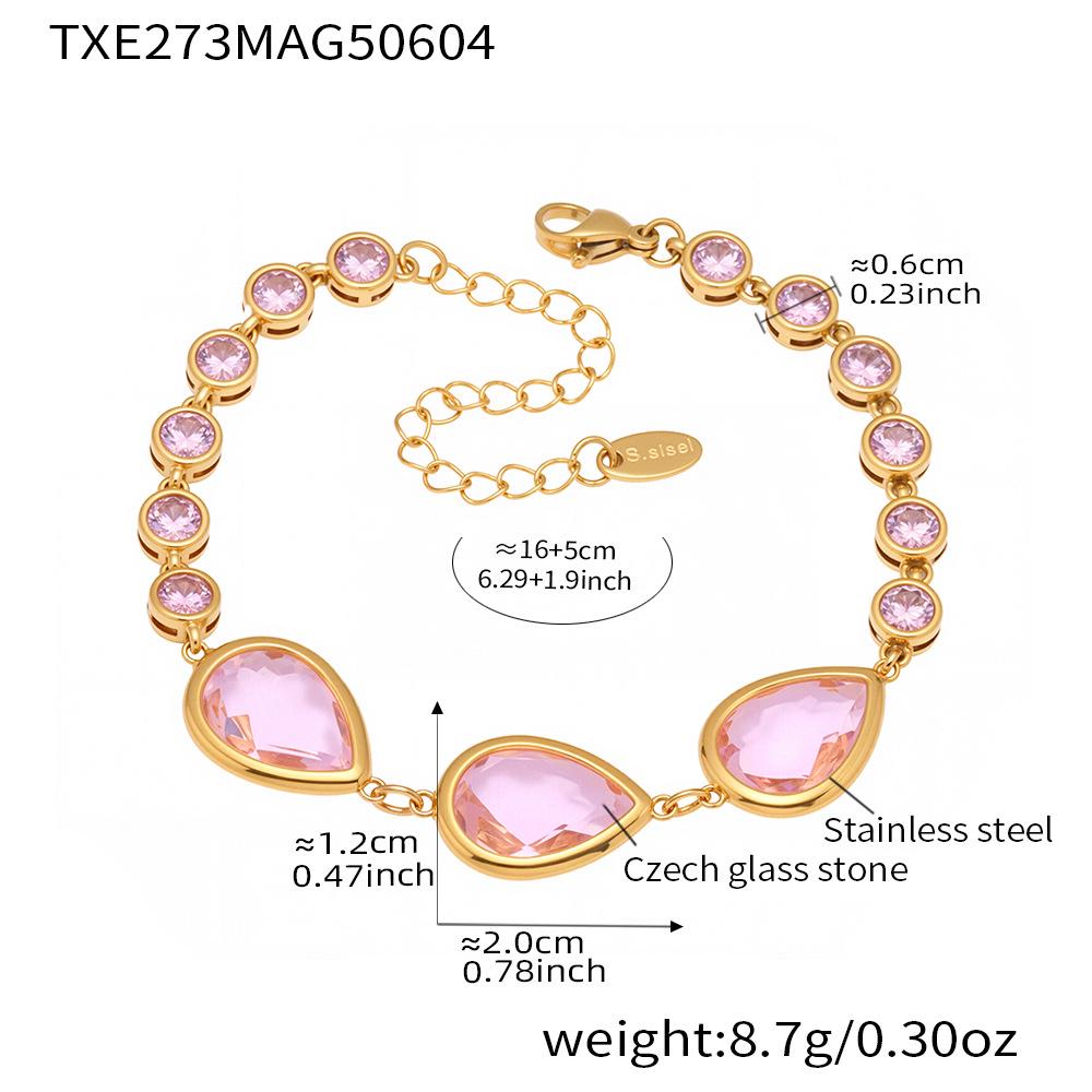 Qiong Yao Translucent Waterdrop Crystal Bezel Bracelet Anklet - Elegant Socialite Jewelry