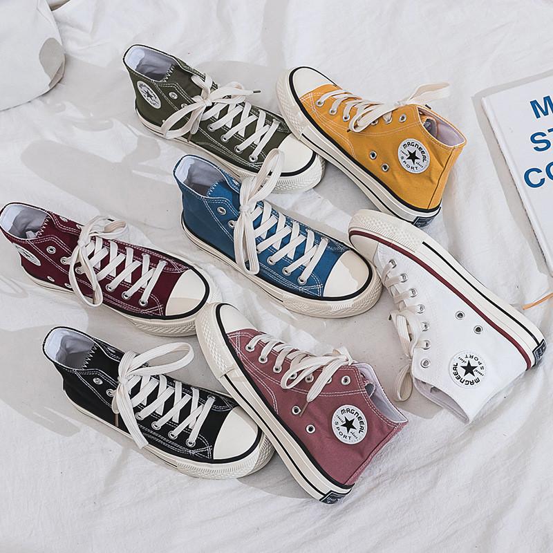 2025 Summer New Canvas Shoes Female Students 1970s High-top Lace-up Korean Version Sneakers Ing Trendy Versatile Board Shoes