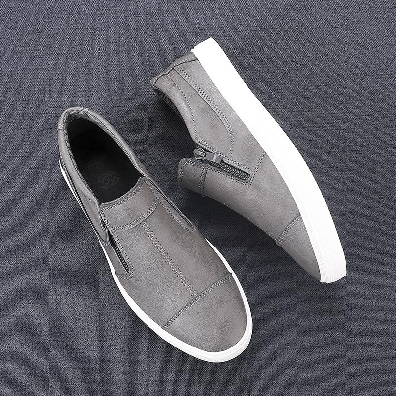 Nové ležérní kožené boty pánské pohodlné nazouváky Britský styl ležérní kožené boty pro muže móda Yuppie tenisky Mužské