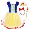 Snow White Cosplay Costume Dress Princess Outfit with Accessories Cotton/Tulle Yellow 110cm 3-4 Years