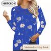 Blusas y camisas informales de manga larga con cuello redondo a la moda para mujer