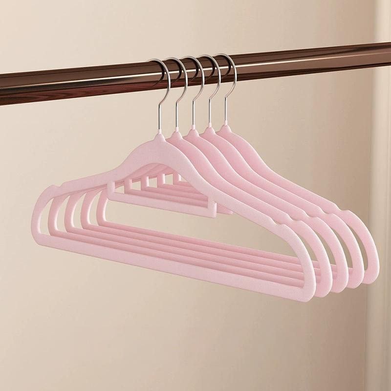 5 Pcs Flocking Clothes Hanger,Non Marking,Non Slip for Home Use,Dormitory Storage,No Shedding of Hair,Rotatable Clothes Hanger