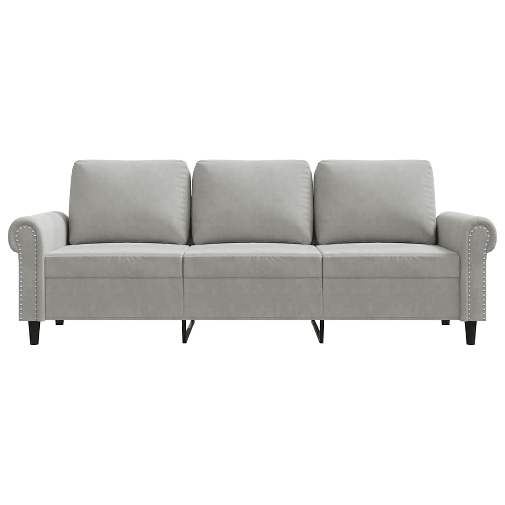 3 Seater Sofa Light Grey 180 Cm Velvet