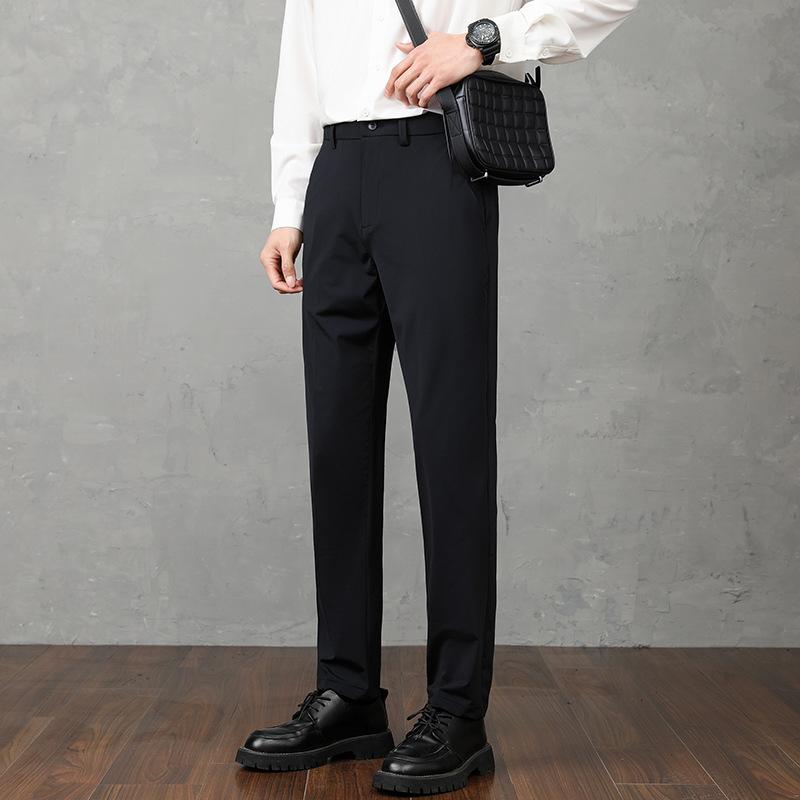 Summer New Light Luxury Summer Nylon Ice Silk Men's Casual Pants Slim Fall Men's Trousers Nine Points Men