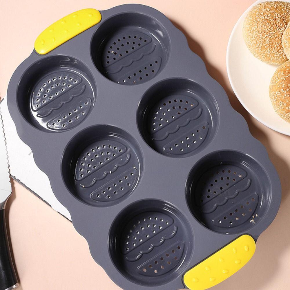 Non-stick Silicone Baking Pan Heat Resistant Burger Bun Maker Reusable Oven Baking Plate  Household