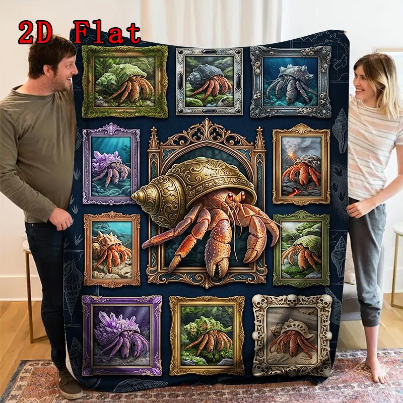Hermit Crab Gallery 2D Flat Pattern Flannel Blanket, High quality All Seasons, Home Decor, Warmth and Comfort, Perfect for Christmas Gifts.