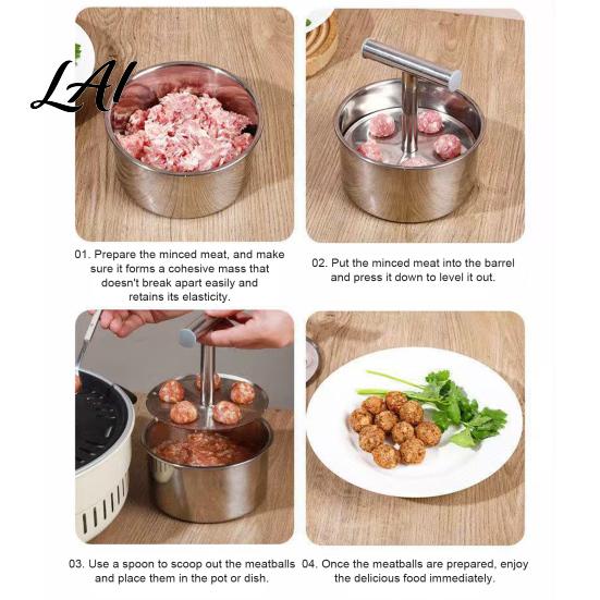 Falafel Press Mold Stainless Steel Meatball Maker 6/12-Hole Manual Meat for Homemade Easy to Clean Maker Beef Pork Fish Balls Non-Stick Shaper,