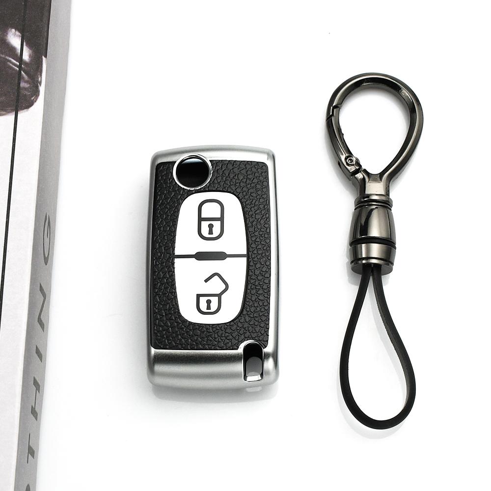 Auto Shell Holder For Peugeot 308 406 107 206 207 307 For Citroen C2 C3 C4 C5 C6 C8 Xsara Picasso Tpu Leather Car Key Case Cover