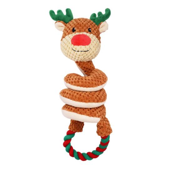 Interactive Squeaky Rope Dog Toy Plush Chew Toy with Sound Dental Cleaning Engaging Play Toys for Small Medium Large Dogs