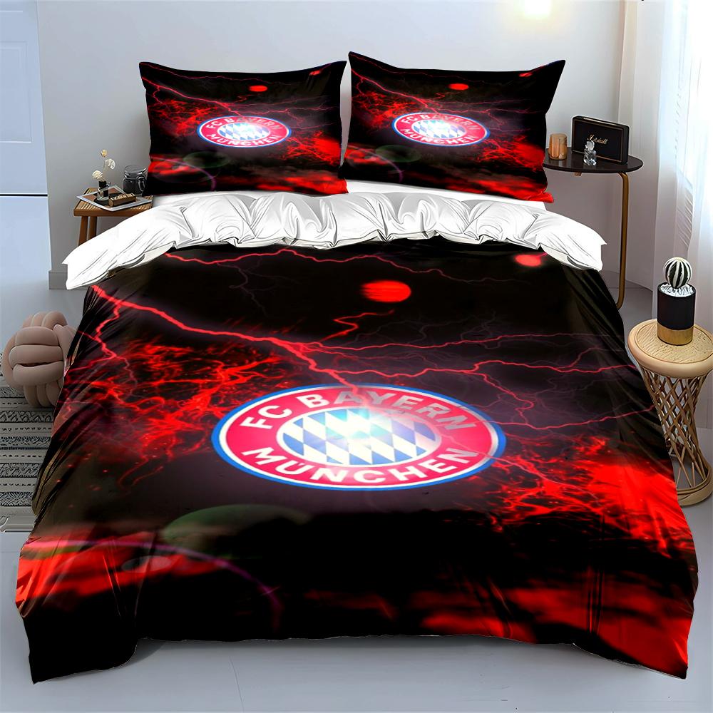 Bayern Munich Logo Bedding Set Bedding Duvet Cover Set Duvet Cover Pillowcases Home Decor (1 * Duvet Cover 2 * Pillowcases, Without Duvet Insert)