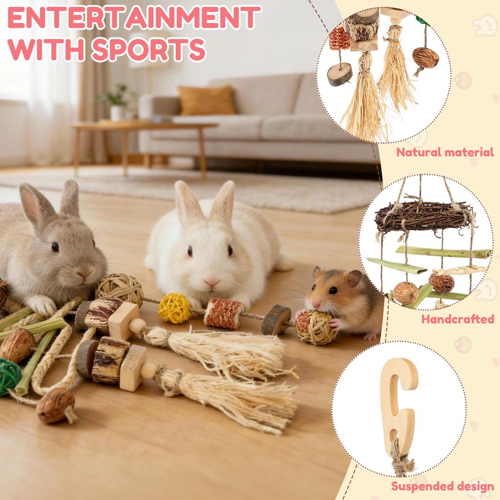 2Pcs Rabbit Chew Toy Hanging Small Pet Chew Toy Pet Cage Accessory Pet Supplies for Guinea Pig Chinchilla Hamster Teeth Grinding