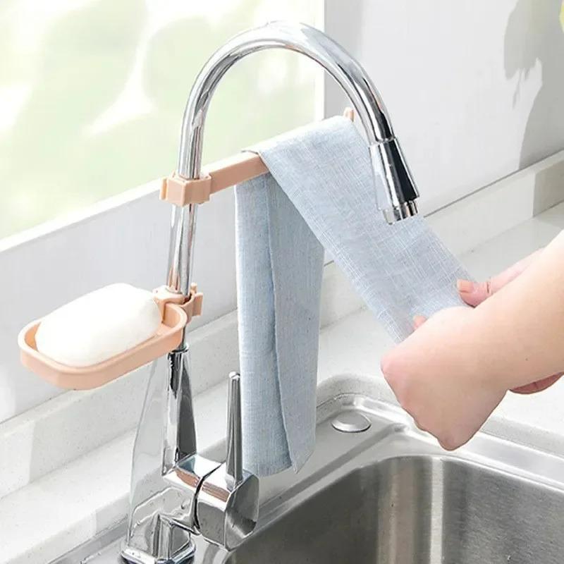 Sink Hanging Storage Rack Storage Holder Sponge Bathroom Kitchen Faucet Clip Dish Cloth Clip Shelf Drain Dry Towel Organizer