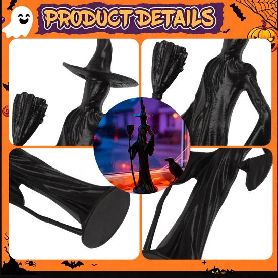 Timeless Gothic Aesthetic Pieces Witch Cat Statue for Home Decor, Resin Decorative Figurine Wiccans Figurine, Mystical Tabletop Ornament Office Living