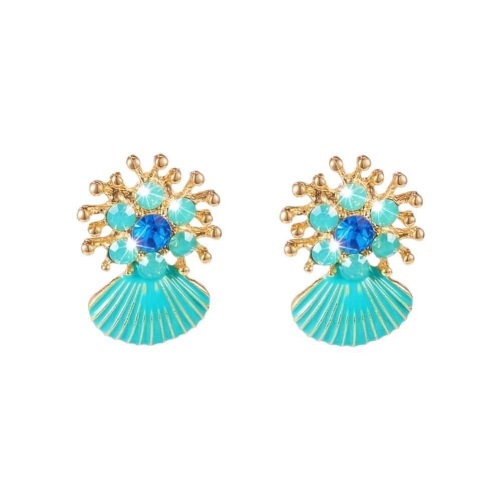 Pearl Starfish Stud Earrings Exaggerated Shell Drop Earrings Rhinestone Dangle Earrings  Lady/Gifts