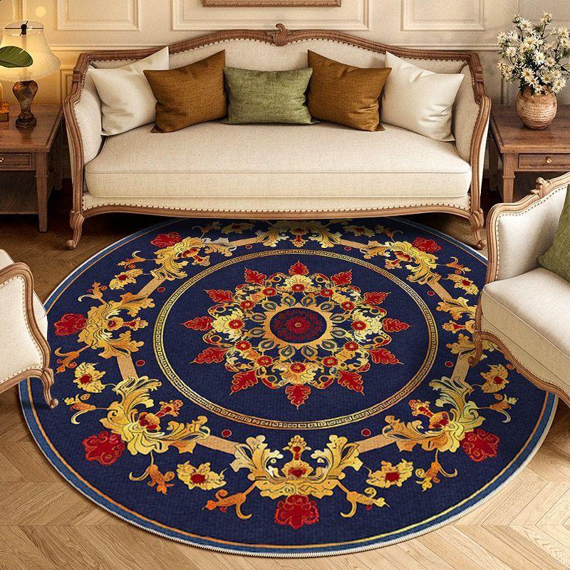 European Style Living Room Round Carpet Room Decor Non-slip Floor Mats 200cm Study Chair Mat Washable Circular Rugs for Bedroom