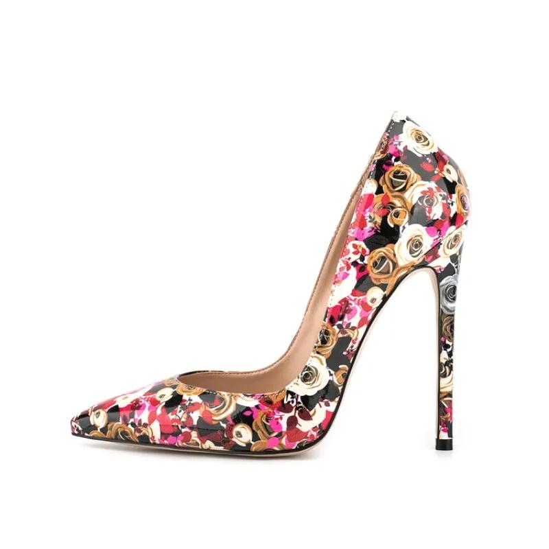 Summer Women's High Heels Indoor Fashion Print Designer Home Stiletto Sandals PU Leather Elegant Pointed Toe Women's High Heels