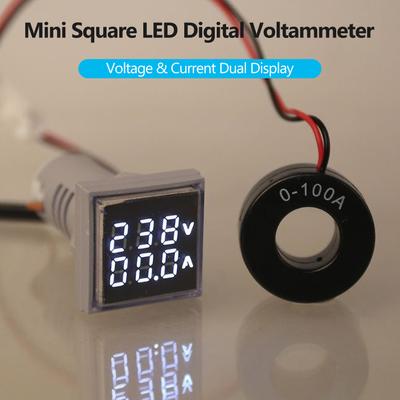 Mini Square Digital Volt-amperemeter Voltammeter Amperemeter Voltmeter Dobbel LED Display Spenning og strøm