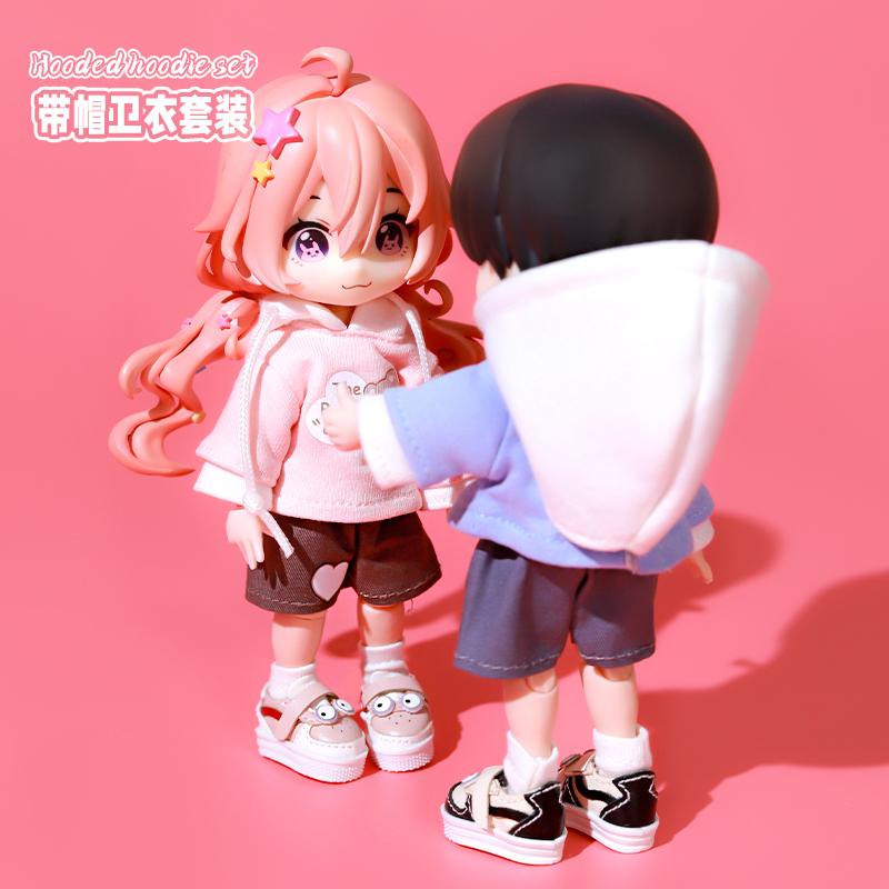 OB11 Clothes Bear Pattern Hooded Sweatshirt Hippop Shorts Set Decoration Molly, GSC Body, 1/12bjd Doll Clothes Toy Clothing