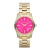 Michael Kors Ceas de damă Runway cu cuarț, cadran roz, curea din oțel inoxidabil aurie, 38mm MK5801