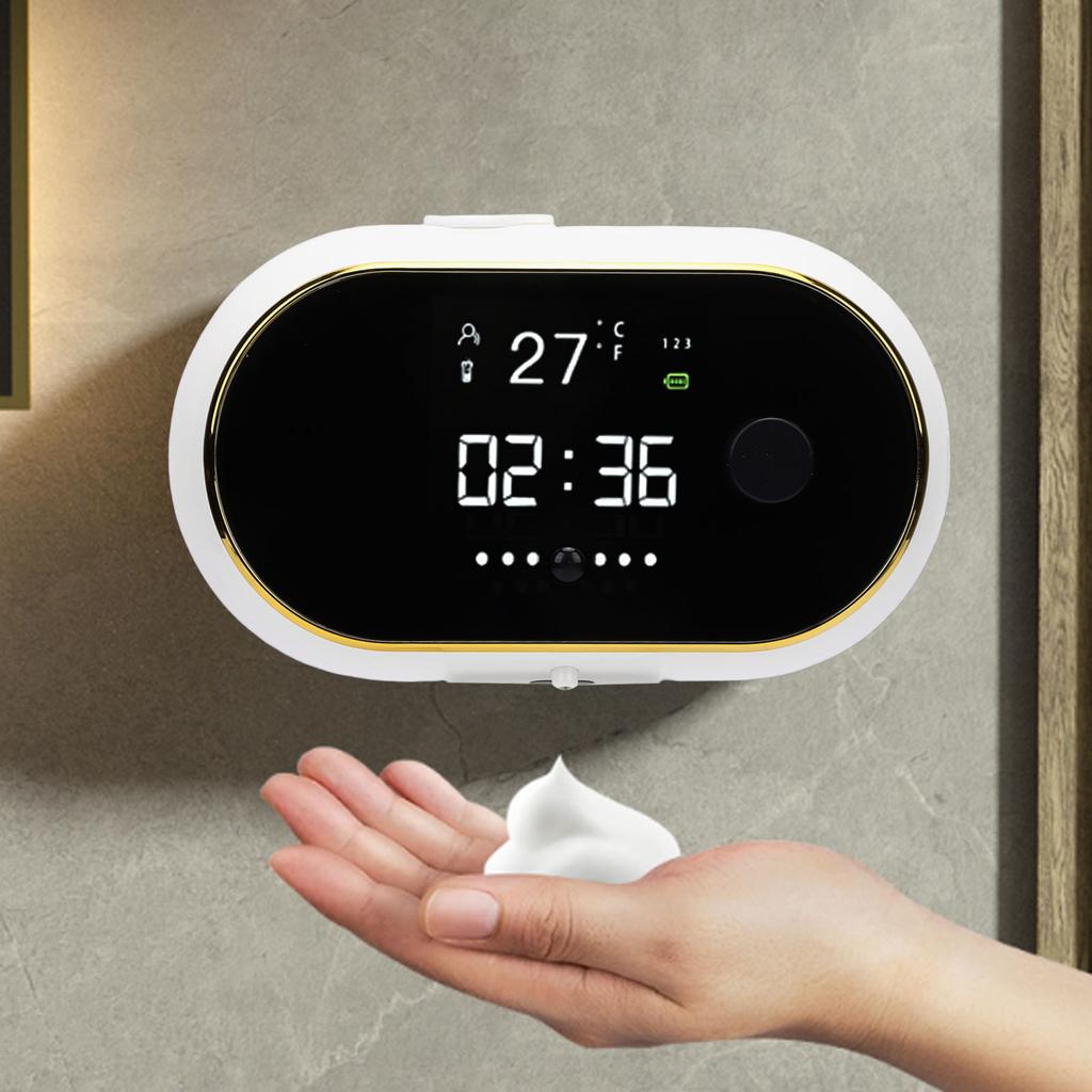 Automatic Foaming Soap Dispenser Wall Mount Digital Display Rechargeable Touchless Hand Soap Dispenser for Bathroom Kitchen