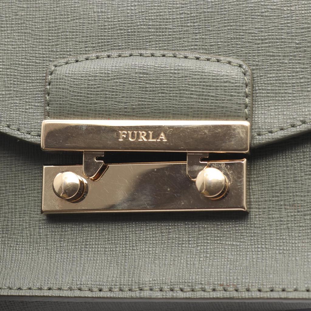 Used Furla JULIA Julia Shoulder Bag leather Green Used Women