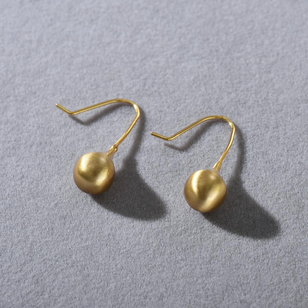 Simple Geometric Water Drop Hand Brushed Hanging Stud Earrings, High-End Design, Light Luxury Temperament Earrings For Women