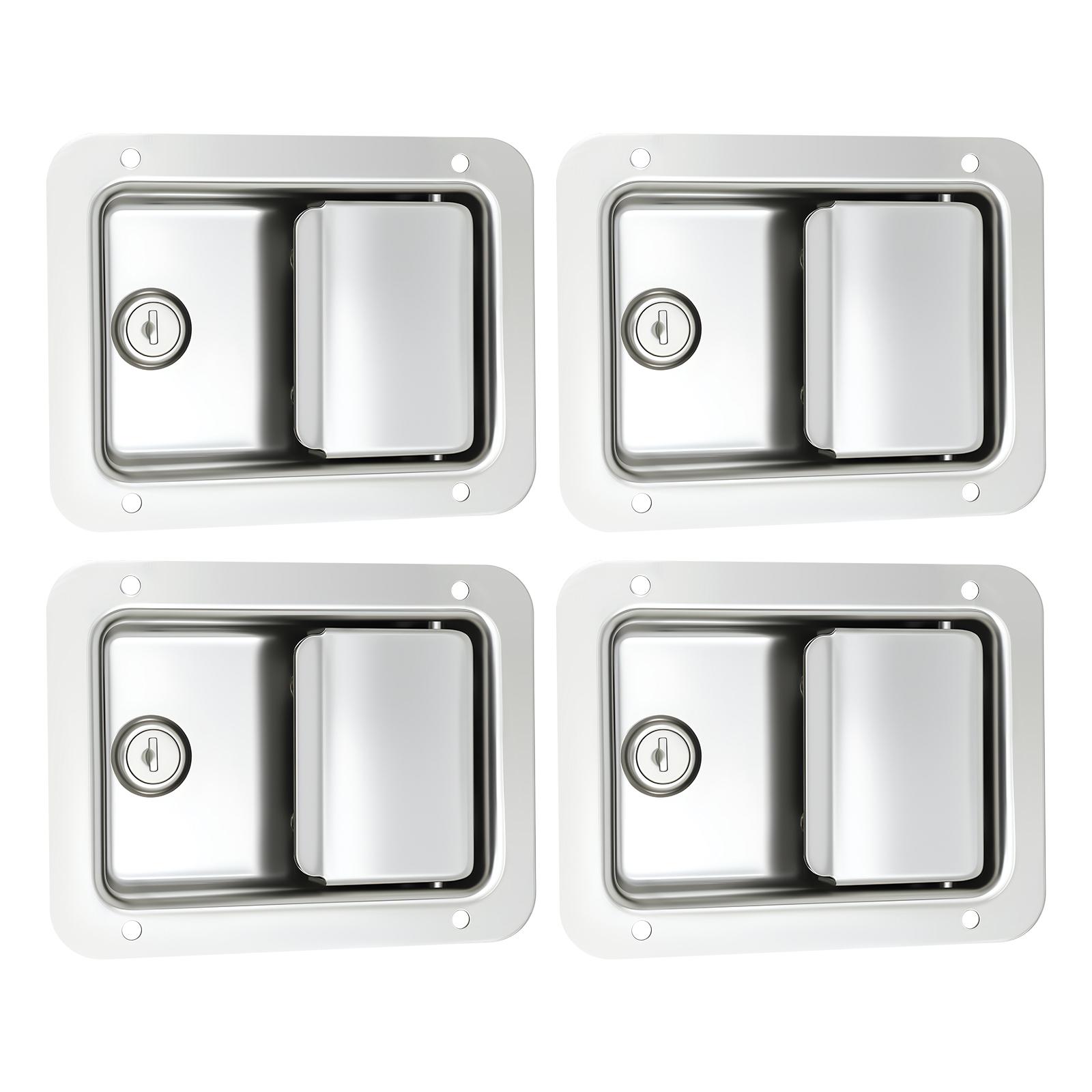 

4 Pack Trailer Door Latch, 5.5 x4.25 RV Truck Tool Box Lock Steel+Keys for RV Camper Trailer Truck Cars Vans Bed Toolbox срібний