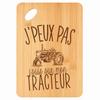 Planche À Découper / Plateau Apéro - PLANETEE - Tracteur J'peux Pas - Bambou Gravé - 30 X 20 X 1 Cm - Trou Ø24 Mm