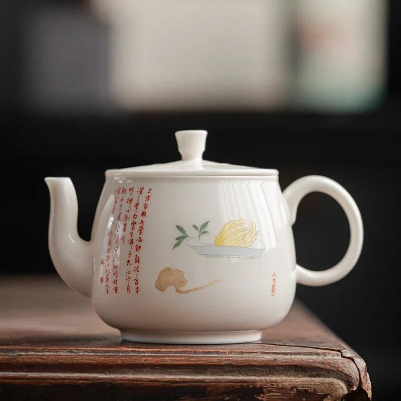 120ml Chinese small capacity ceramic teapot hand-painted flower tea home water kettle travel portable tea set