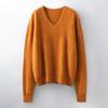 Women's Brushed Wool V-Neck Long-Sleeve Sweater: Autumn/Winter Loose Slimming Knitted Pullover Top