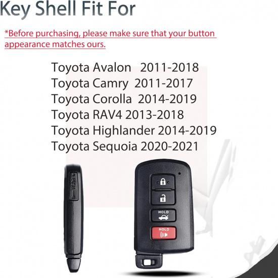 Keychain shell replacement part suitable for Toyota Avalon Camry Corolla RAV4 Highlander Sequoia 2011 2012 2013 2014 2015 2016 2017 2018  Keyless
