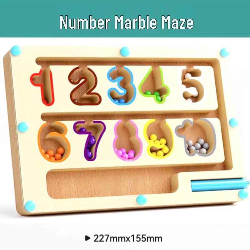 Wooden Magnetic Bead Counting & Color Sorting Educational Toy
