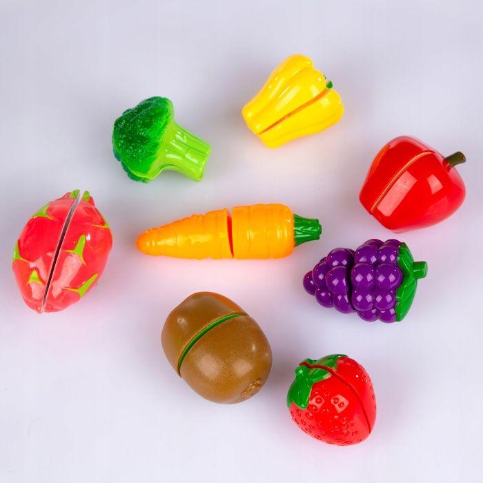 Panier de courses enfant avec fruits et légumes à scratch et balance, 15 pièces - Kinderplay (KP6853)