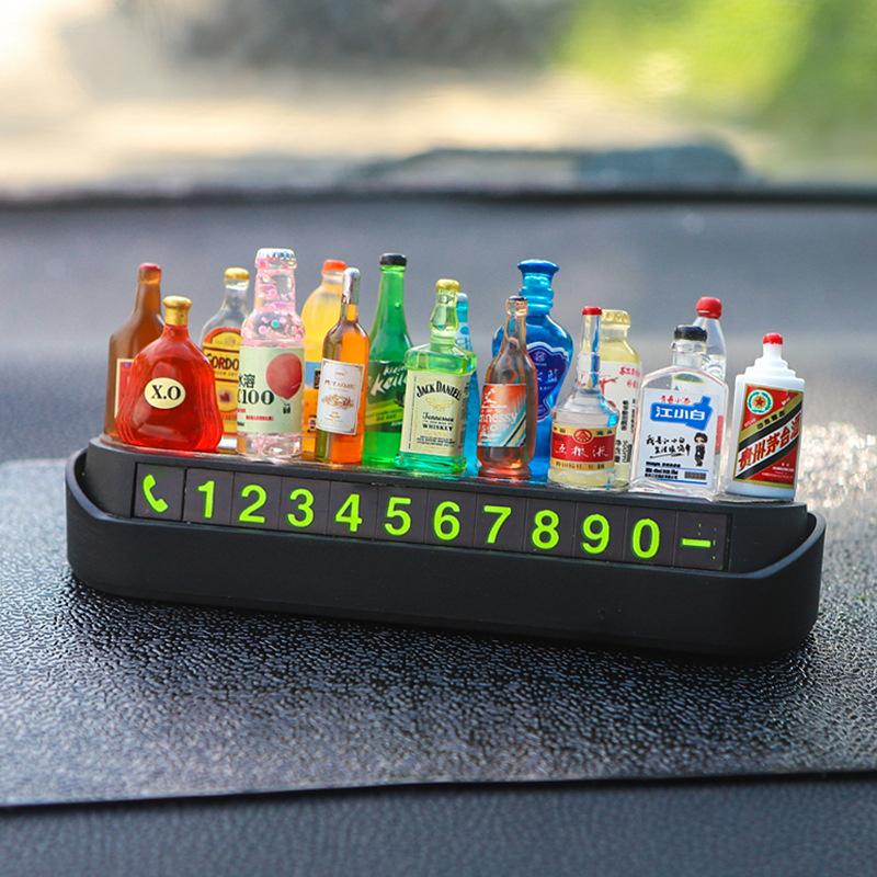Car Temporary Parking Plate With 15 Random Wine Bottles DIY Car Moving Phone Number Plate Creative Moving Parking Number License чёрный