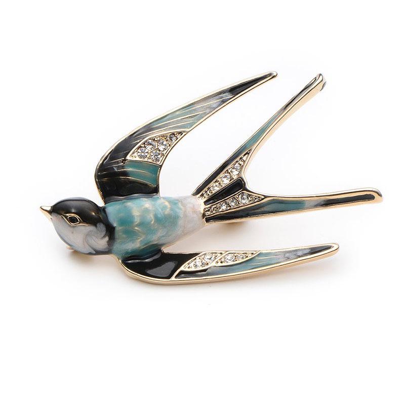 Swallow Brooch for Women. Accessory Imitation Enamel Brooch for Simple Sweater Pin, Elegant Design.