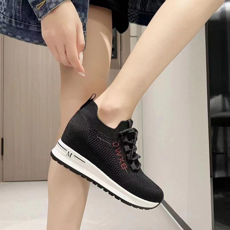 Spring Solid Color Women's Shoes Thick-soled Breathable Mesh Non-slip Casual Comfortable Ladies Shoes Zapatillas De Mujer