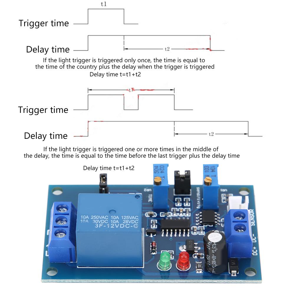 XHM131 Photosensitive Relay Module No Light Induction Light  Controlled Delay Adjustable Switch 12V Brightness Sensor Relay Modu