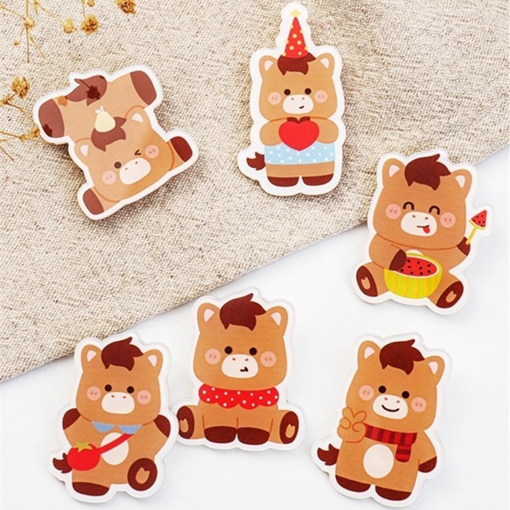 

6pcs Cute Pony Brooch Animal Horse Year Badge Cartoon Acrylic Horse Pin Party 6pcs
