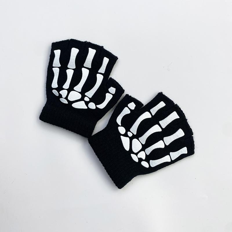 Luminous Skull Skull Claw Gloves, Halloween Glow Gloves Skull Gloves