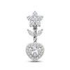 Hypoallergenic Navel Ring Shiny Cubic Zirconia Flower Design Durable Stainless Steel Belly Button Piercing for Women Gifts
