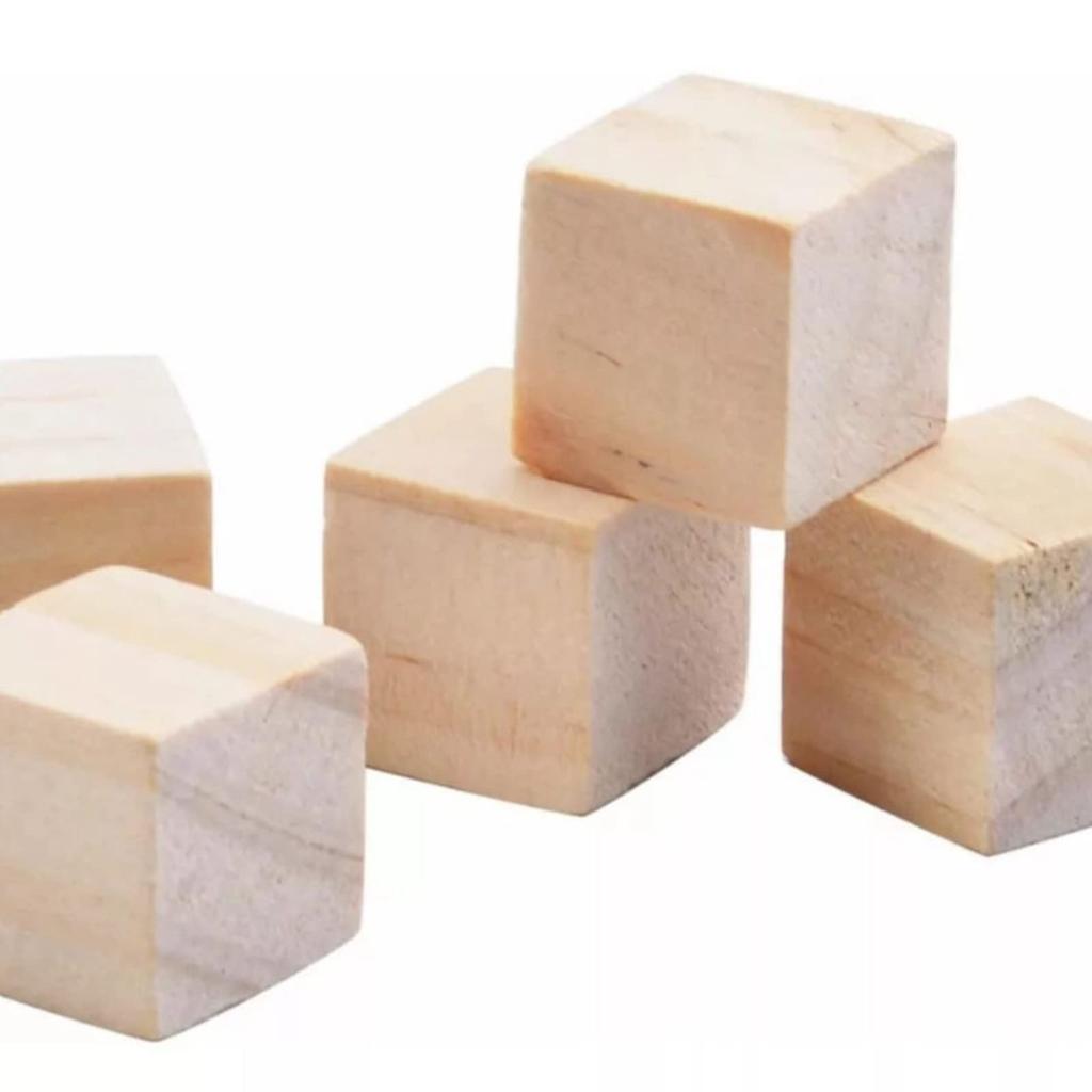 Set of 100 Wooden Building Blocks, Natural Wood, Baby Toy, DIY Educational Toy, 2cm Cubes, for Kids and Babies, DIY Toy, Imagination-Boosting,